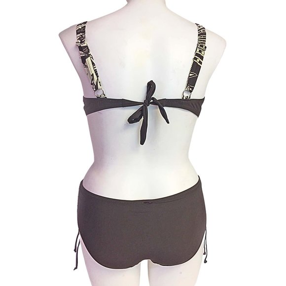 Plus Tropical Print Bikini Set Womens Size 16 Swimsuit Brown Swimwear - Picture 8 of 10